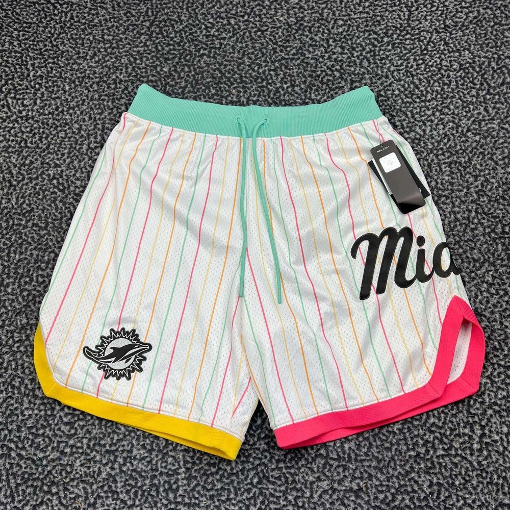 Miami Dolphins NFL Athletic Shorts Men Large White Pinstripe Mesh Fanatics New L